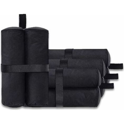 Lot de 4 sacs de lestage pour tonnelle - Pour auvent, tente - Sacs de lestage pour le sable - Pour extérieur instantané - Pieds lestés - Noir (style fermeture éclair, noir)