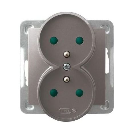 Toma doble ospel gp-2yrzp/m/23 16A 250V empotrable