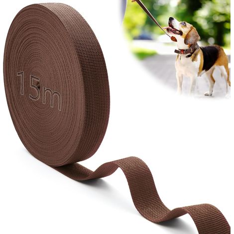 15 m Ruban en nylon 25 mm pour tapissier Marron Ruban de volet roulant découpable Sangle d'arrimage petite sangle étanche pour sac à dos sangles de bagages, laisses de chien (1/5)
