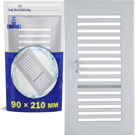 Grille Aeration Rectangulaire 90 x 210 mm est Équipée de Mécanisme de Réglage de la Fermeture et Ouverture Fabriquée en Plastique Blanc - Garantie de 10 Ans - (1/5)