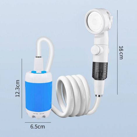 (Type D) Douche de camping portable, douche électrique portable rechargeable par USB pour la randonnée, les voyages, le trekking, la natation et la plage. (1/5)