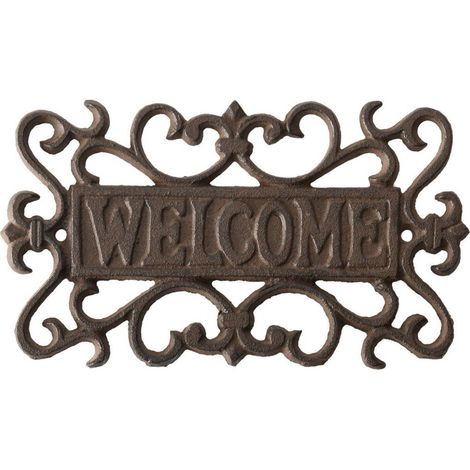 Enseigne "Welcome" en fonte - l 21,6 cm x H 12,1 cm - Livraison gratuite