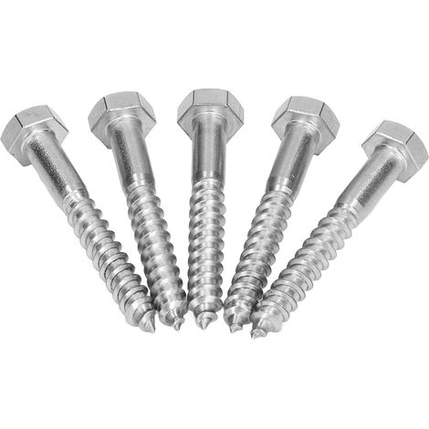 Vis à bois autotaraudeuse en acier inoxydable 304, tête hexagonale, filetage partiel, M8 x 60 mm (1/5)