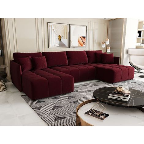 Wohnlandschaft Schlafsofa Sofa TREVISO Stoff Monolith Bordeauxrot (1/5)