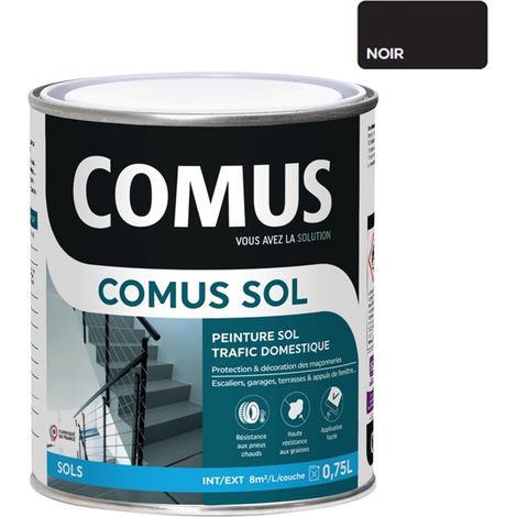 Comus – Peinture pour sol intérieur 0.75L – Gris ciment – Aspect satin – Anti-poussière et résistant à l'abrasion – Pour béton et bois (1/4)