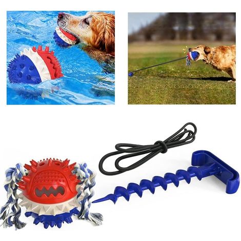 Jouets pour chiens avec poignées en paille, jouets sonores interactifs, jouets à mâcher robustes et durables, avec balles de dentition, adaptés aux races moyennes à grandes. (1/5)