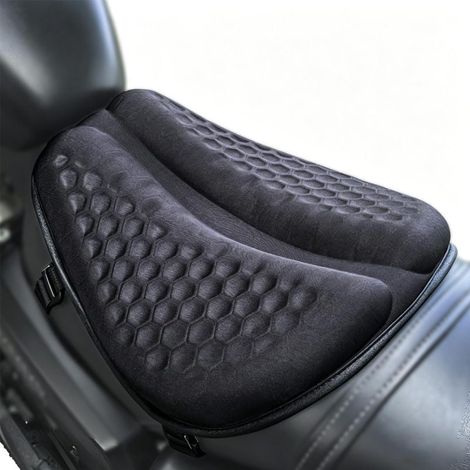 Irovami Coussin selle moto – gel, TPE, maille respirante, mémoire de forme, longs trajets (1/5)