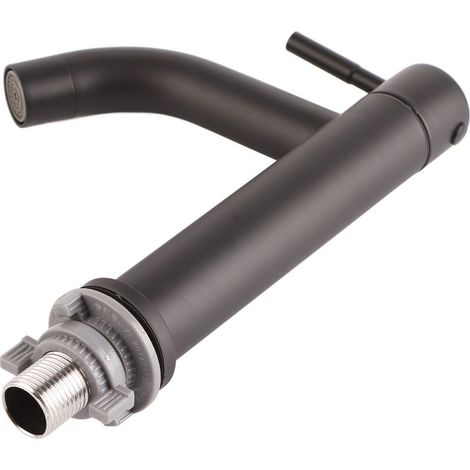 Grifo monomando de agua fría para lavabo de acero inoxidable G1/2in para inodoro de baño, color negro. (1/5)