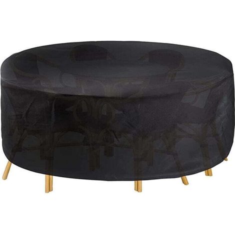 Circulaire Jardin Table, Rond Table Patio et Chaise Set Housse, Résistant Oxford Patio Extérieur Meubles Housse Coupe-Vent, Imperméable & Anti-UV - 200x94cm