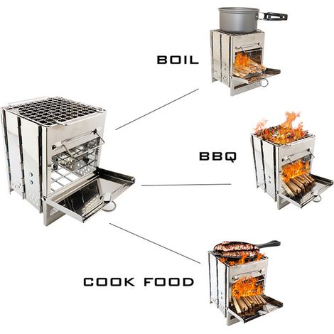 Poêle pliant de Camping avec sac de rangement pour Barbecue, Barbecue pliable en bois pour voyage randonnée pique-nique (1/5)