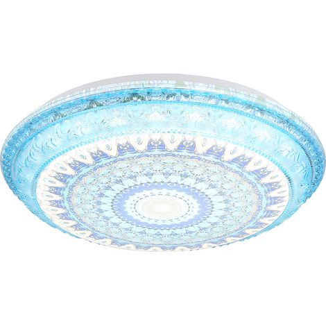 Deckenleuchte CCT Deckenlampe Schlafzimmer blau, weiß LED, Metall, 1x LED 18W 600Lm 2700K, 4000K, 6000K, DxH 39x8,5 cm