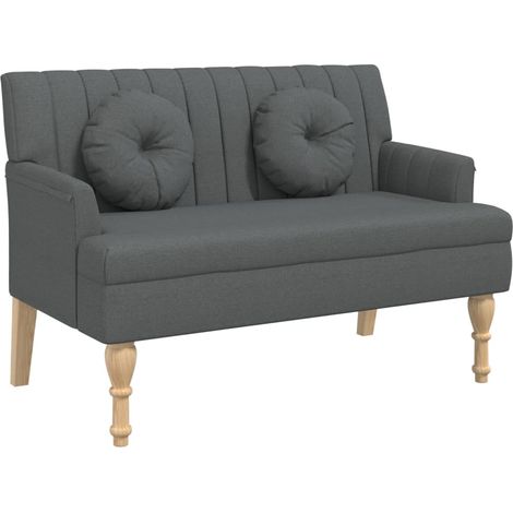 Panca divano panca con cuscini schienale e braccioli 113 x 64,5 x 75,5 cm in tessuto grigio DEC024630