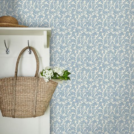 Papier peint intissé Laura Ashley Cariad Spray Newport 1005 x 52cm Bleu (1/5)