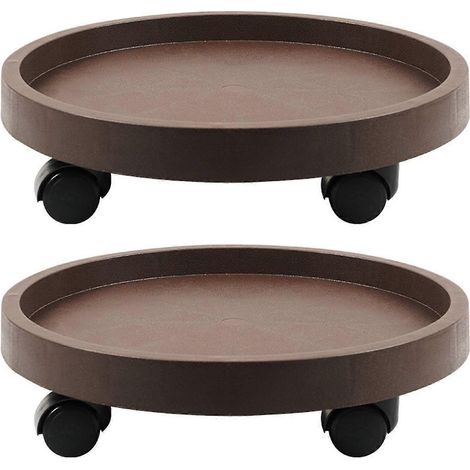 Plateau de plantation rond et épais avec roulettes, base mobile et durable pour grands pots de fleurs, 2 coloris Café 400 (1/5)