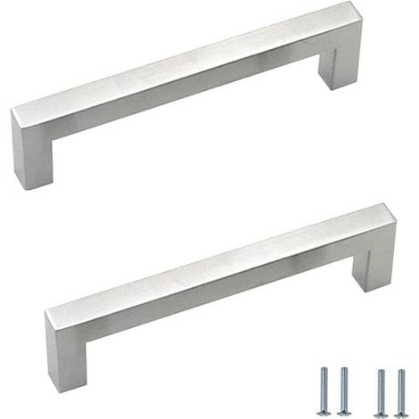 royaluxe -Acier Inoxydable Cuisine Armoire Porte Poignées Placard Tiroir Chambre Meubles Poignee Tirer Entraxe 160MM, Argent, avec des vis (1/5)