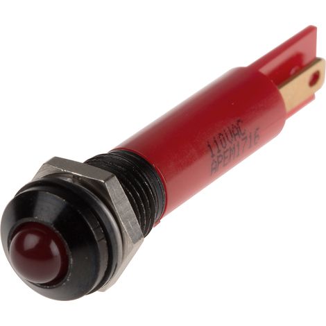 Voyant LED lumineux Rouge RS PRO, dia. 8mm, 110V c.a., IP67 ( Prix pour 1 ) (1/2)