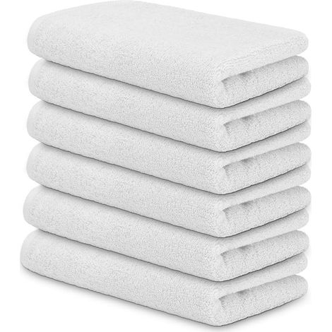 Set mit 6 saugfähigen, silbergrauen Baumwollhandtüchern (30 x 50 cm) für das Badezimmer (1/5)
