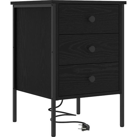 Maison Exclusive - Nachttisch Schwarz Eichen-Optik 42 x 41 x 61 c