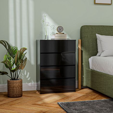 Kommode mit 4 Schubladen, modernes Design, geeignet für Schlafzimmer, Flur oder Wohnzimmer, 55 x 34 x 80 cm, Schwarz (1/5)