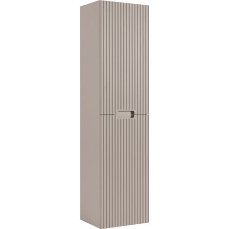 Rodan Hochschrank Bad 136 cm, Beige, 27 x 35 x 136 cm, wandhängend, MDF, schmal, Türen mit Soft-Close, feuchtraumgeeignet