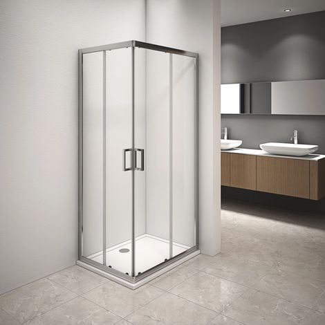 box doccia angolare in alluminio con vetro trasparente 70x90x185 cm (1/4)