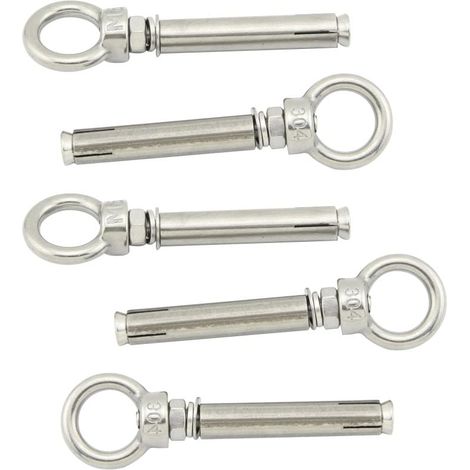 Paquet de 5 vis à boulon à œil à expansion avec anneau de levage en acier inoxydable (1/5)
