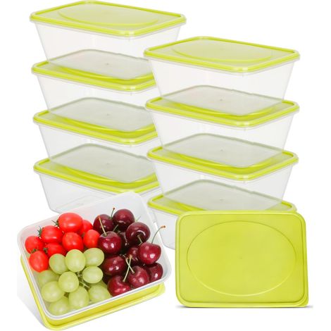 10 Pièces 1100ml Boîte Alimentaires Plastique, Réutilisables Boite Hermétique Alimentaire avec Couvercles, Boîtes de Stockage Aliments pour Congélateur, Micro-ondes, Lave-vaisselle, sans BPA (1/5)