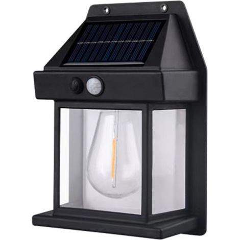 Applique solaire murale noire - Éclairage extérieur étanche - Applique murale avec 3 modes d'éclairage et capteur - Éclairage pour jardin ou terrasse (1/5)