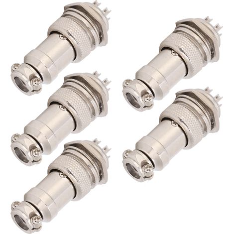 Connecteur GX16 16mm 4 broches 450V, 5 pièces fiche et prise avion, connecteur métallique panneau châssis pour câblage, paire mâle femelle, raccord électrique robuste. (1/5)