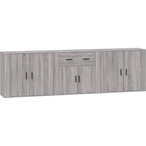 Aparador buffet cómoda armario unidad de almacenamiento organizador cocina salón salón 3 piezas madera contrachapada Sonoma gris 020037192