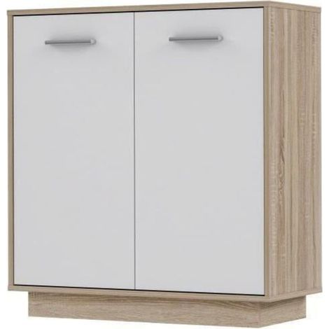 Buffet moderne chêne et blanc 2 portes salle de séjour 83x88 Antuza (1/5)