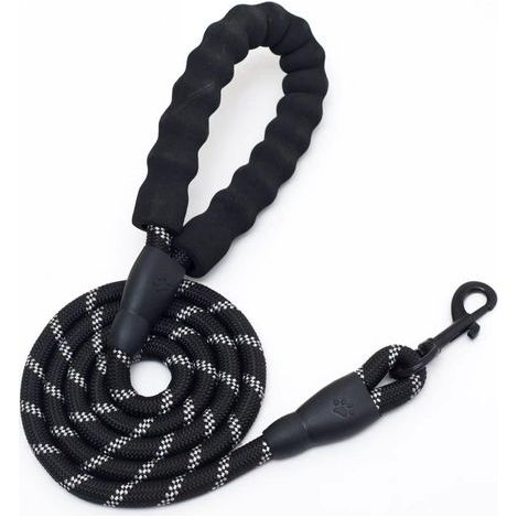 Longe pour Chien, 3m（1.2cm）Laisse de Dressage pour Chien, Long Laisse avec Poignée Rembourrée pour Petits, Moyens et Grands Chiens,noir (1/2)