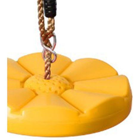 Balançoire en plastique robuste avec corde en PE, équipement de jeu extérieur pour enfants, jaune. (1/5)