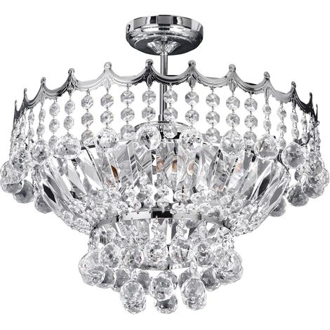 Lampadario semi-incassato Versailles 5Lt - Cromo e cristallo (1/5)