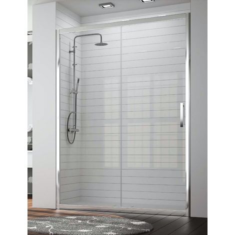 Mampara de Ducha Frontal - 1 Hoja Fija y 1 Puerta Corredera - Cristal de Seguridad de 6 mm - Modelo Trescientos 2 (114 - 120 cm) (1/2)