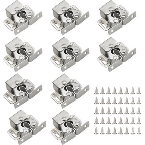 Packung mit 10 Doppelrolltorriegeln, verzinkte Wohnwagentürriegel für Schränke und Küchentüren, 40 Schrauben (1/5)