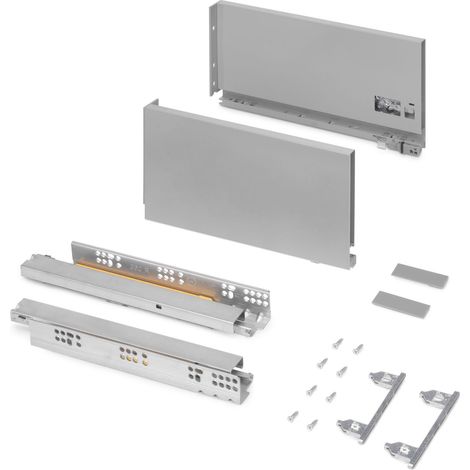 Emuca Cassetto esterno Vertex 40 kg altezza 178 mm, Profondità:350, Verniciato alluminio, Acciaio.