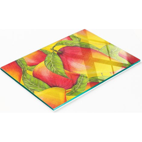 Tabla decorativa de vidrio con gráficos para servir snacks de mango 80x52 cm (1/5)