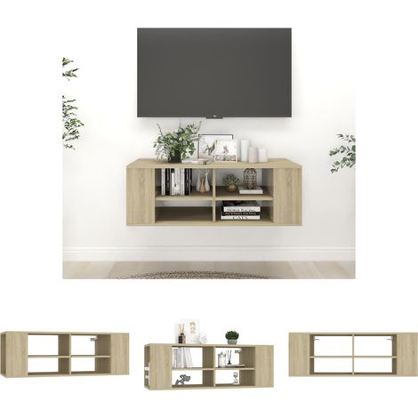 Sonoma-Eiche - vidaXL TV-Wandschrank Sonoma-Eiche 102x35x35 cm Holzwerkstoff - Stauraum (1/5)