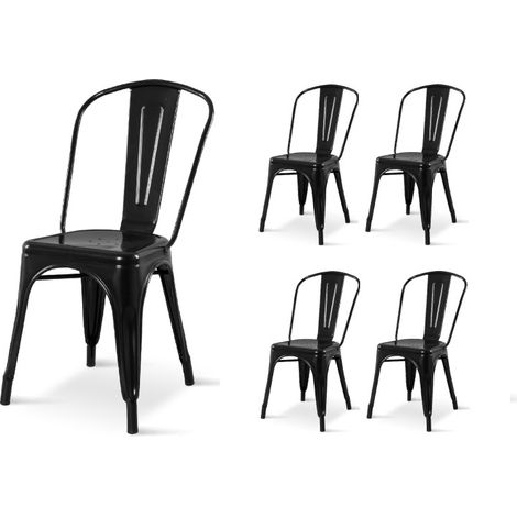 Set di 4 sedie in stile industriale in metallo nero lucido (1/5)