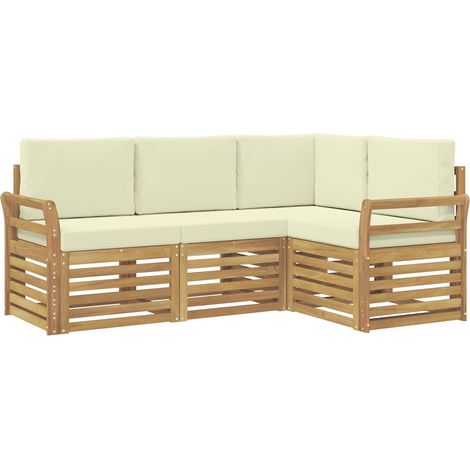 Sofa Sets 4 pcs White and Cream 190 x 130.5 x 73 cm Polyester vidaXL (1/5)