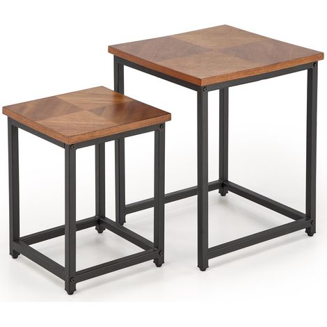 Conjunto de mesas auxiliares Houston 1726 , 49x40x40cm, Diámetro: 0, Chapa de madera natural, MDF, Angular