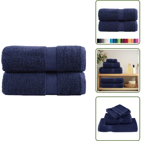 The Living Store Premium-Seiftücher SOLUND 2 Stk. Marineblau 30x30 cm 600 g/m² - Baumwolle - Handtücher - Küchenhandtücher - Gesichtshandtücher - Sporttücher (1/5)