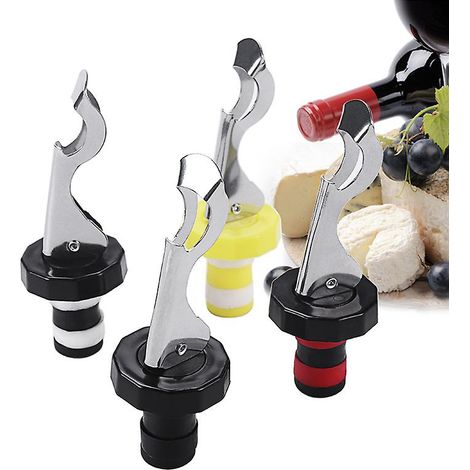 Lot de 5 bouchons de bouteille de vin fantaisie pour la cuisine - Bouchons de vin noirs et blancs (1/3)
