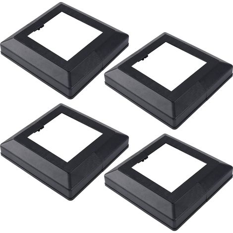 Lot de 4 caches de base - Plastique robuste - Design fendu décoratif - Pour poteaux carrés - Escalier et terrasse - 165x165 mm Noir (1/5)