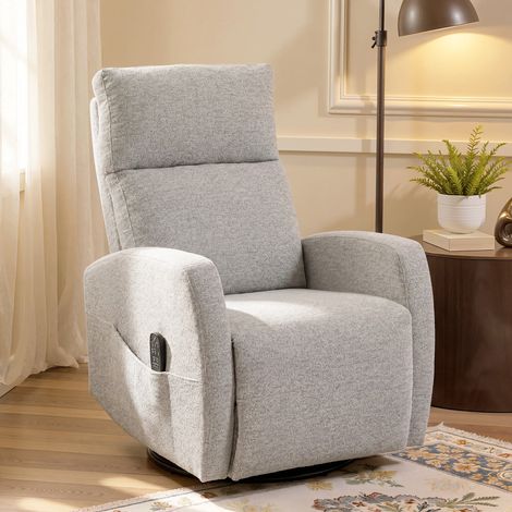 Fauteuil inclinable massage chauffage relaxation chenille dossier réglable pivotant 360° crème. Fauteuil massant en chenille pour votre confort, doux et relaxant. (1/5)