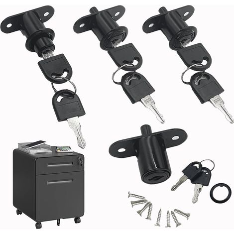 4 Stück Bolzenschloss Schrankschloss Hebelschloß Schiebetürenschloss Zylinder Möbelschloss Cylinder Furniture Lock Aktenschrankschloss Offener Typ Für Verwaltungsbüros Lagerhallen (Schwarz-49  22mm) (1/5)
