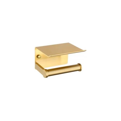 Or,Porte Rouleau de Toilette Mural Support pour Papier Hygiénique avec Étui Rangement Adhésif 3M Forte Adhérence Aluminium Doré Design Moderne sans Perçage (1/5)
