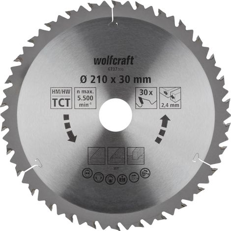 Lame de Scie Circulaire Ø 210 Mm, Alésage 30 Mm, 30 Dents, Surface Poncée, Denture Sablée Et Alternée argent (1/5)