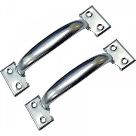 Lot de 2 poignées de porte de grange rétro pour armoires de cuisine, distance entre les trous : 82 mm, fer argenté (1/5)